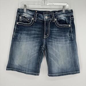 Miss Me shorts womens 28 blue boyfriend bermuda modest y2k 90s denim beach